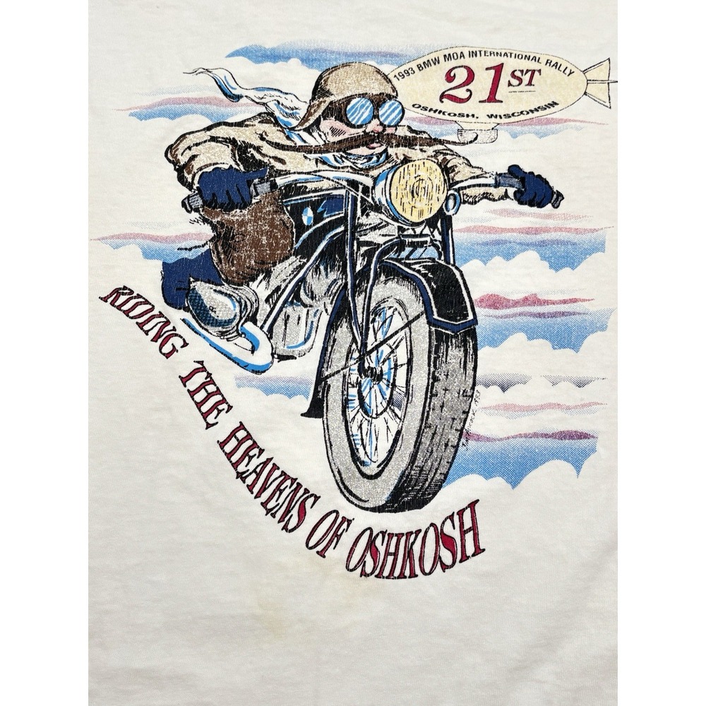 Vintage 1993 BMW MOA Rally T Shirt Mens M Oshkosh Motorcycle USA Single Stitch